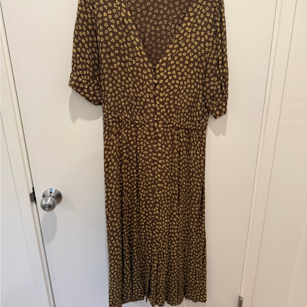 Madewell Floral Olive Midi Dress